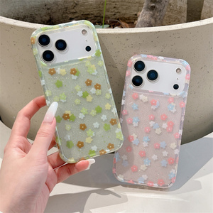 เคสโทรศัพท์ลายดอกไม้ไล่เฉดสีฤดูร้อนสำหรับ iPhone 17 16 15 14 Pro Max แบบวิบวับ IMD ประดับกลิตเตอร์เคลือบทอง  ฝาหลังเลเซอร์หลากสี สำหรับสาวๆ - Product Image 1
