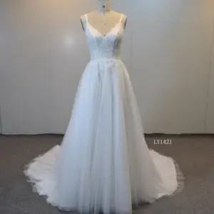 Vestidos de novia sin espalda brillantes Una línea de vestidos de novia para mujer boda