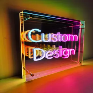 Custom Led Neon Sign Store Business Logo Design 3D Infinity Store Business Logo Neon Sign Led For Wall Decoration