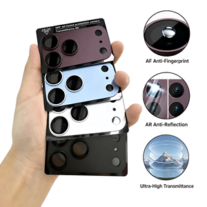 Protection d'objectif d'appareil photo givrée personnalisée en usine pour iPhone 18 Pro Max, cadre métallique en verre trempé, protection anti-chute AR AF - Product Image 1