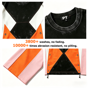 2026 Trend Customization Street Wear <b>Patchwork</b> Vintage Unisex Round-neck OEM 100% Cotton Boxy Premium Oversized T-<b>shirt</b> for Men - Product Image 2