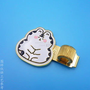 Custom Cartoon Metal Pen <b>Clip</b> Zinc Alloy 40mm Gold Color Anti Loss Design - Product Image 1