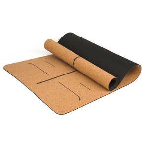 Tapete de Yoga de Corcho TPE de 38 mm Antideslizante con Línea de Posición Corporal para Práctica de Yoga - Product Image 3