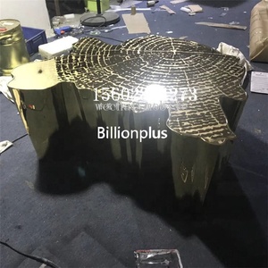 <span class=keywords><strong>Table</strong></span> basse en bois de teck doré moderne et luxueuse, design contemporain irrégulier, fabriquée en métal durable pour le salon, la salle à manger, la maison - Product Image 4