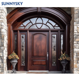 Sunnysky Estilo tradicional Interior Nogal Prehung Panel de elevación de madera sólida Diseño de puerta de habitación interior para casas - Product Image 1