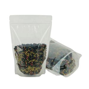 Sac à fermeture éclair sur pied en plastique recyclé transparent givré personnalisé pour les emballages d'aliments pour animaux de compagnie de café aux épices - Product Image 5