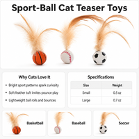 Balle de jeu interactive pour animaux de compagnie en caoutchouc plumeux, forme de ballon de football, de baseball ou de basketball, pour le jeu en intérieur