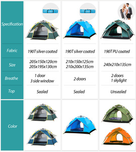 1-2 4 saison Étanche Randonnée Hors Sol Famille En Plein Air <span class=keywords><strong>Tipi</strong></span> D'<span class=keywords><strong>hiver</strong></span> <span class=keywords><strong>Tipi</strong></span> Automatique Camping Instantané et <span class=keywords><strong>Tente</strong></span> - Product Image 4