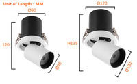 7W LED rond Orientable encastré Downlight lampe cardan Angle extensible plafonnier matériau en aluminium pour hôtels bureau