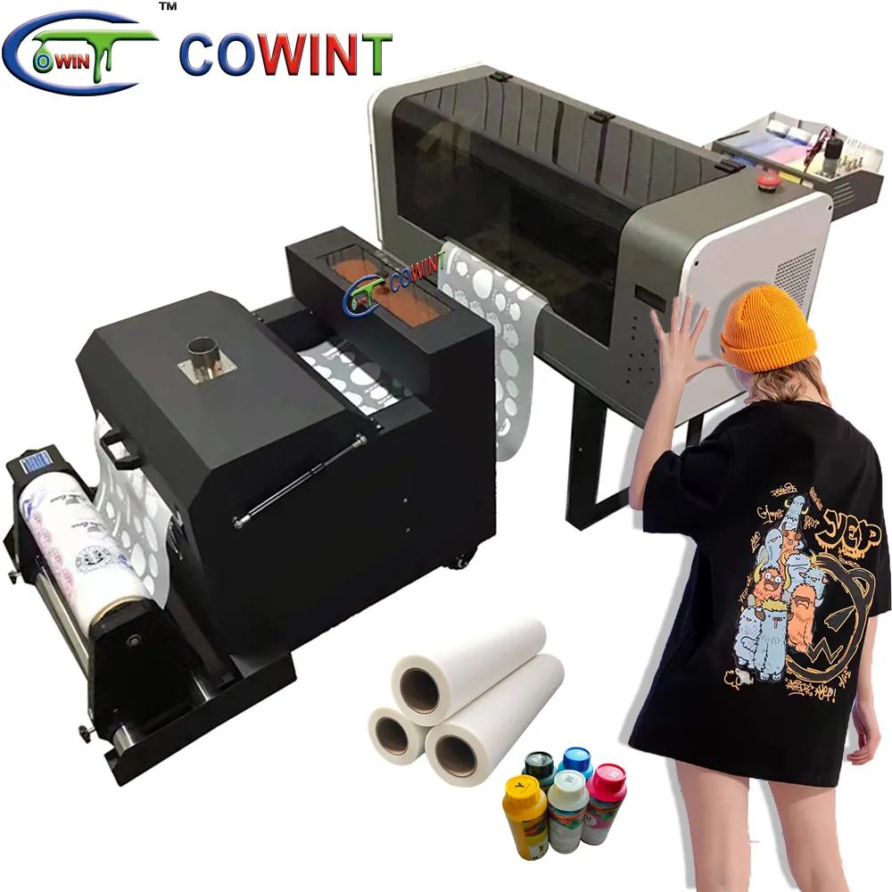 Cowint A3 xp600 Dual head dtf máy in máy quần áo logo nhãn 30cm A3 dtf máy in với 2 xp600 đầu in chuyển in ấn
