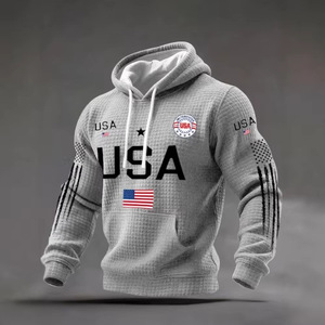 Sudadera con Capucha para Hombre, 100% Algodón Tejido, Transpirable, Diseño con Estampado de EE. UU., con Bolsillo, 2025 - Product Image 1