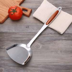 Creative 6-Piece Stainless Steel Kitchen Utensil Set With Wooden <b>Handles</b> For Cooking Stirring Serving And Straining - Product Image 5