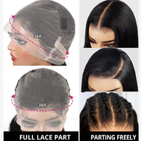Péruque Frontale 13x6 HD en Cheveux Humains, Péruque en Cheveux Bruts à Cuticules Alignées, Péruque Frontale HD, Péruques 360 Full Lace pour Femmes Noires