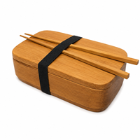 Boîte à lunch simple en bois de teck compartimentée, réutilisable, avec 1 compartiment, écologique, de qualité alimentaire, durable