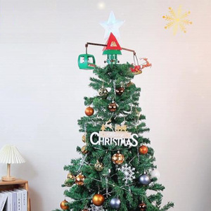 <b>Christmas</b> <b>Tree</b> <b>Topper</b> with Electric Rotating Sleigh Luminous & Musical Plastic Elk and Snowman Decorations for Kids - Product Image 1