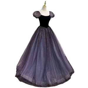 Women's Evening Gown Empire Waist Scoop Neck Ball Gown Chiffon Long Dress For Banquet Performance Art Exam - Product Image 5