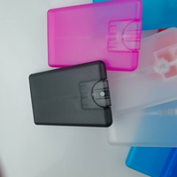 Stock de 100 unidades: Botella pulverizadora de perfume de bolsillo de plástico PET de 20ml con forma de tarjeta de crédito, serigrafía, cuentagotas y sellado para desinfectante de manos