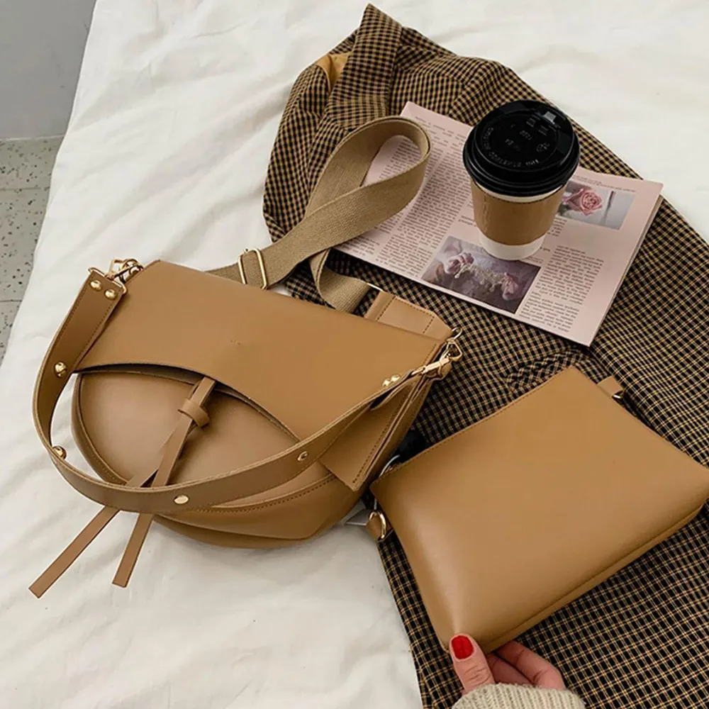 Bolsa de ombro de sela larga PU de alta qualidade, bolsa de mão luxuosa de designer de moda, simples e versátil, bolsa transversal para mulheres diariamente