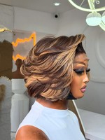 Perruques en gros sans colle, courtes, bon marché, avec fermeture en dentelle frontale, perruques en cheveux humains bruts, coupe courte, bob, pixie, pour femmes noires