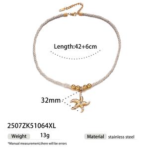 Collares de Cuerda con Temática del Océano para Mujer de Acero Inoxidable Chapado en Oro de 18K, Joyería Boho de Playa con Dije de Sol, Estrella de Mar y Concha - Product Image 6