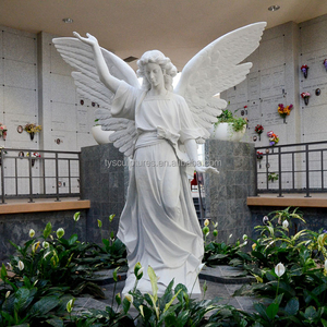 Statue d'ange en marbre, sculpture d'ange en pierre, avec croix, vintage, populaire - Product Image 5