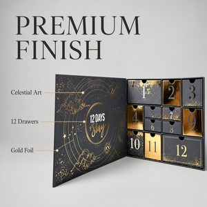 Calendario <span class=keywords><strong>de</strong></span> Adviento <span class=keywords><strong>de</strong></span> Lujo '12 Días <span class=keywords><strong>de</strong></span> Slay', Diseño Celestial con Lámina Dorada, Caja <span class=keywords><strong>de</strong></span> Belleza con Cajones, Embalaje <span class=keywords><strong>de</strong></span> Papel para Venta al Por Mayor, Marca Privada OEM - Product Image 2