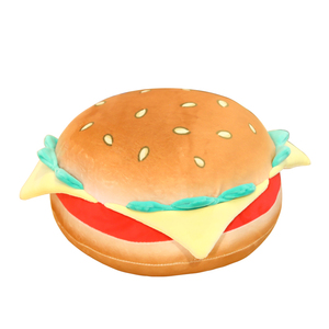 Juguete <span class=keywords><strong>de</strong></span> comida <span class=keywords><strong>de</strong></span> peluche colorido decoración del hogar forma <span class=keywords><strong>de</strong></span> hamburguesa cojín PP algodón relleno hamburguesa Juguetes - Product Image 1