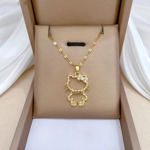 Collar <span class=keywords><strong>de</strong></span> Acero Inoxidable <span class=keywords><strong>de</strong></span> Alta Calidad con Colgante <span class=keywords><strong>de</strong></span> Gato, Chapado en Oro y Plata, con Circonita y Perla, para Mujer, Regalo <span class=keywords><strong>de</strong></span> <span class=keywords><strong>Amistad</strong></span> - Product Image 4