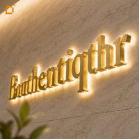 Enseigne lumineuse LED 3D personnalisée en acier inoxydable avec logo Halo Glow pour studio, réception, bureau, décoration intérieure commerciale