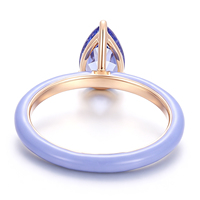 Bague en saphir de marque originale Provence Jewelry, artisanat en émail bleu, sertissage à griffes, or 18 carats, pierre précieuse de laboratoire, bague personnalisée