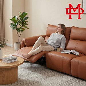 Modern Üç Kişilik Hakiki Deri Köşe Koltuk Geri Çekilebilir Şezlong Köpük Dolgulu Minderler Paslanmaz Çelik Ayaklar Villalar İçin - Product Image 1