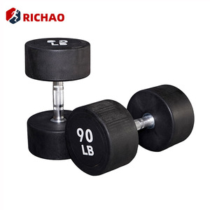 Commercial Dumbells Lbs Bodybuilding Weights Set Home Gym Equipment Free Weights <strong>Rubber</strong> 5lbs - 100lbs Round <strong>Dumbbells</strong> - Product Image 3
