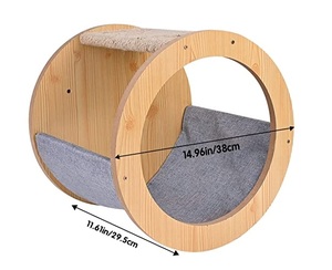 Relipet, hamaca de madera para mascotas, hamaca para gatos, juguetes montados en la pared, estante para gatos, cama para caminar, forma redonda, percha para gatos - Product Image 2