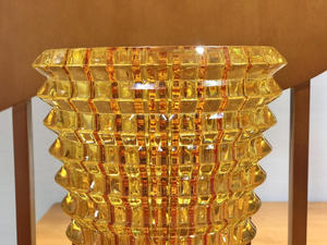 High Quality Creative Yellow Color Circle Trapezoidal Tower Crystal <b>Vase</b> <b>for</b> Christmas Decor Wedding Table Decoration - Product Image 2