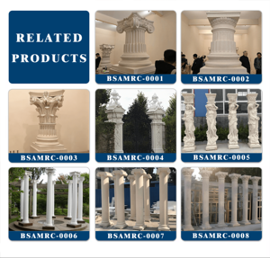 เสาหินอ่อนทรงกลมเรียบง่ายแบบกำหนดเอง เสาหินธรรมชาติแกะสลักด้วยมือ เสาหินอ่อนสีเหลืองสำหรับตกแต่งภายนอก - Product Image 2