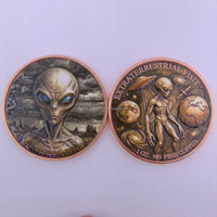 Pièces de monnaie commémoratives en cuivre plaqué or 99,9 % de 1 once, motif OVNI extraterrestre, pour cadeaux souvenirs, vente en gros d'artisanat métallique