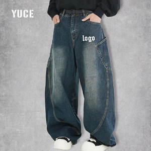 Đường Phố Mặc Mỹ Rửa Sạch Denim Quần Cổ Điển Ba Chiều Túi Lớn Cắt Cong Dao Jeans Lỏng Phù Hợp Jeans Người Đàn Ông - Product Image 3