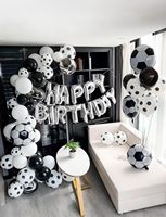 Kit d'arche de guirlande de ballons de football avec ballon étoile éclatante en aluminium pour les fans de sport, décoration de fête sur le thème du football pour anniversaire