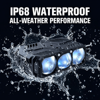 Feux de calandre LED bicolores PW103 220W 45000LM pour camion 4x4, feux de conduite tout-terrain, film bleu œil de démon 12V