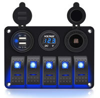 12v 24v 5 Gang Smart Rocker Switch Panel Couvercle étanche On Off Light Interrupteur à bascule