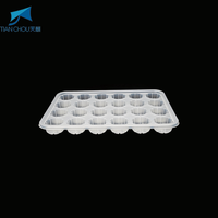 Barquette en plastique transparente carrée jetable de qualité alimentaire PP à 24 cavités pour emballage de wontons/siu mai/raviolis surgelés