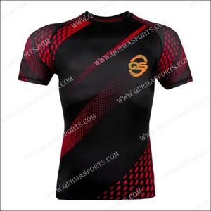 การบีบอัดวิ่ง Tees ผู้ชายติดตั้งยิมการฝึกอบรม100% โพลีเอสเตอร์กีฬาลมหายใจเสื้อยืด - Product Image 2