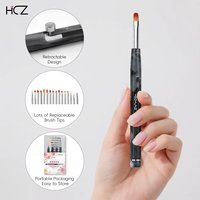 Fournitures d'ongles Manche en plastique marbré noir Vente en gros de brosse à cheveux en nylon Ensemble de pinceaux pour ongles en acrylique Fabricant d'impression OEM