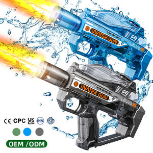 ปืนฉีดน้ำแบตเตอรี่ขนาด 140 มล. สำหรับเล่นเกมยิงปืนกลางแจ้งในฤดูร้อน ขายส่งแบบแพ็คคู่ ปืนของเล่นใสสำหรับเด็ก - Product Image 1