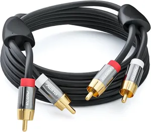 Buona qualità OEM ODM 2 cavo rca spina Stereo 24k placcato oro 2rca a 2rca cavo audio guscio in alluminio maschio a maschio