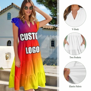 All'ingrosso Plumeria tribale polinesiano Custom alla moda abiti da donna con scollo a V maniche a volant bei vestiti per giovani donne - Product Image 5