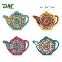Ensemble de dessous-de-plat carrés en céramique Mandala moderne pour théière, personnalisables par sublimation, avec base en liège, écologiques pour usage intérieur - Vente en gros