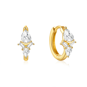 CANNER Hot Sale 18k Gold Plated <b>Earring</b> Jewelry White Waterdrop Square Cz Stone <b>Huggie</b> Hoop <b>Earrings</b> 925 <b>Sterling</b> <b>Silver</b> Women - Product Image 1