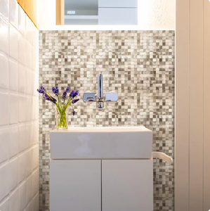 Petites mosaïques murales carrées en métal, autocollants muraux de 4 mm d'épaisseur, panneau mural intérieur imperméable en aluminium-plastique - Product Image 3