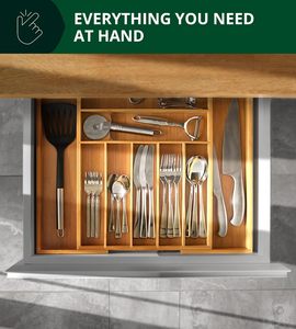 Organizador de Lujo para Cajones de Cocina de Bambú - Organizador de Cubiertos, Porta Utensilios y Divisores de Cajones para Cubertería - Product Image 6